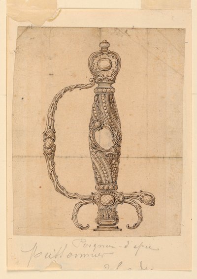 Ontwerp voor een zwaardgreep door Juste Aurèle Meissonnier