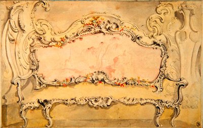 Ontwerp van een bank voor graaf Bilenski door Juste Aurèle Meissonnier