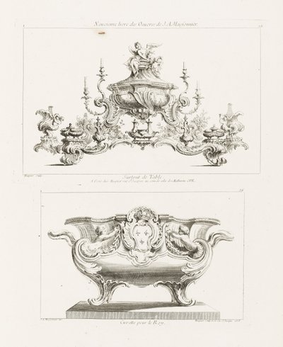 Neuvième Livre des Oeuvres de J.A. Meissonnier, Surtout de Table (Negende Serie Werken van J.A. Meissonnier) door Juste Aurèle Meissonnier