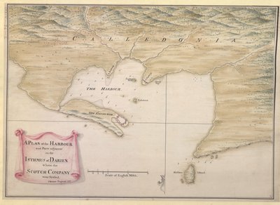 A PLAN of the HARBOUR and Parts of adjacent on the ISTHMUS of DARIEN where the SCOTCH COMPANY was settled. / I. Watson: Ingenieur: 1743. door Justly Watson