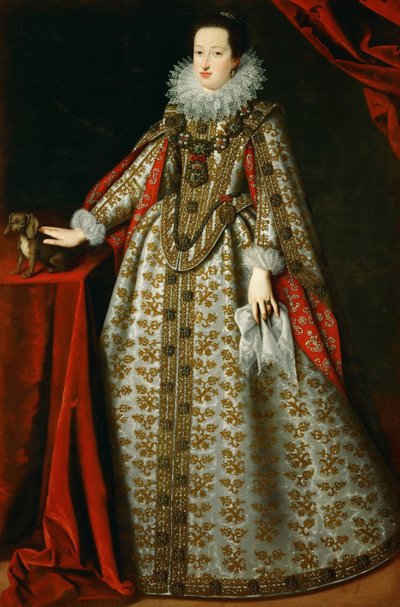 Portret van Eleonora Gonzaga in haar bruidsjurk door Justus Sustermans