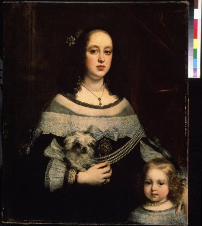 Portret van een vrouw en een klein meisje door Justus Suttermans