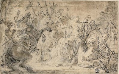 Zenobia omringd door ruiters door Justus van Egmont