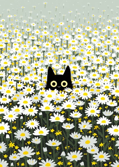 Zwarte Kat Daisy Meadow door Justyna Jaszke