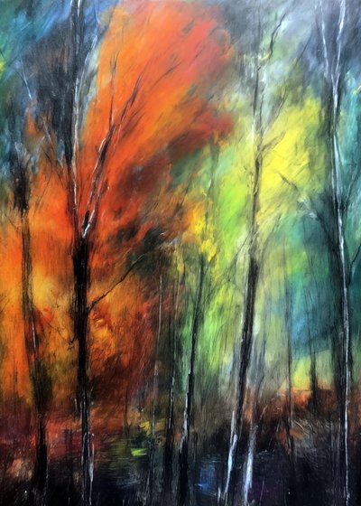 Kleurrijk herfstbos door Justyna Jaszke