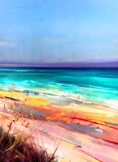 Kleurrijk strand – abstract door Justyna Jaszke
