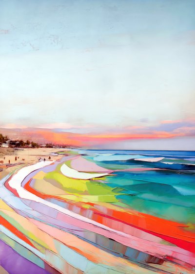 Kleurrijk Sunset Beach door Justyna Jaszke