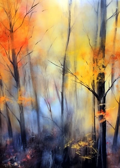 Mistig herfstbos door Justyna Jaszke