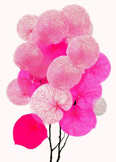 Moderne roze plantenmotieven door Justyna Jaszke