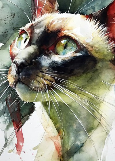 De levendige blik van een Siamese kat door Justyna Jaszke