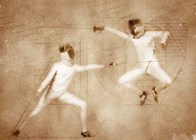 Vintage zwaardgevecht door Justyna Jaszke