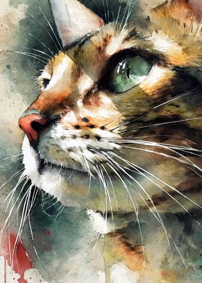 Tabbykat in aquarel door Justyna Jaszke