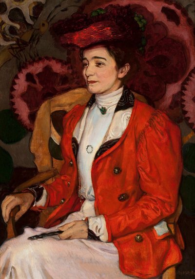 Portret van Iza Axentowicz née Giełgud door Józef Mehoffer