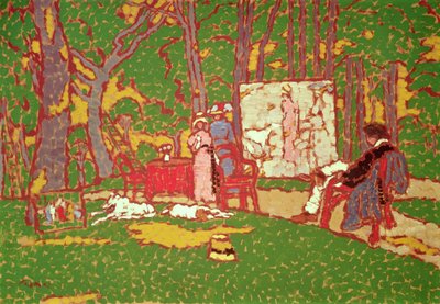 Schilderij Lazarine en Anella in het park. Het is heet door József Rippl Rónai