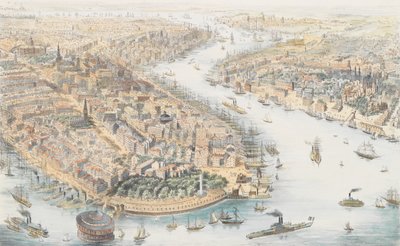 New York vanuit het Zuidwesten, ca. 1852 door K. Th. Westermann