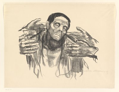 Man en vier handen door Käthe Kollwitz (signed by artist)