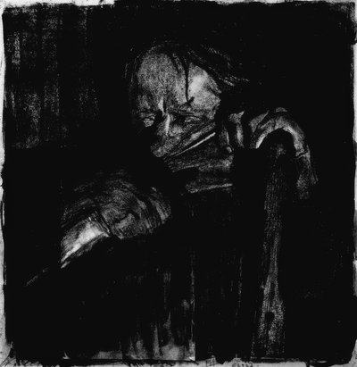 Bij het Dengelen door Käthe Kollwitz