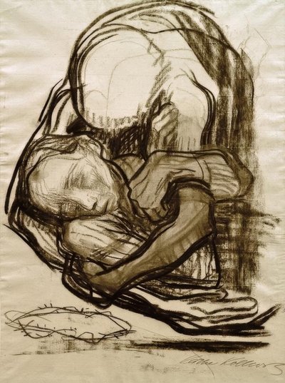 De dood neemt een vrouw tot zich door Käthe Kollwitz