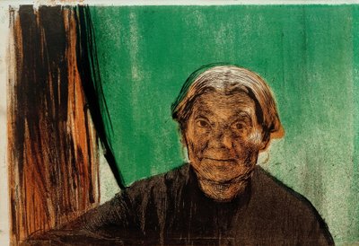 K. Kollwitz, oude vrouw aan het raam door Käthe Kollwitz