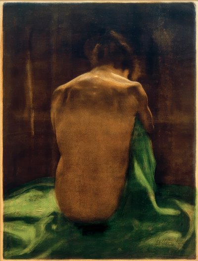 Vrouwelijke Rugakt op Groen Doek door Käthe Kollwitz