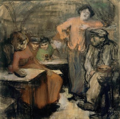 Parijse kelderbar door Käthe Kollwitz