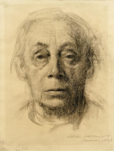 Zelfportret en face door Käthe Kollwitz