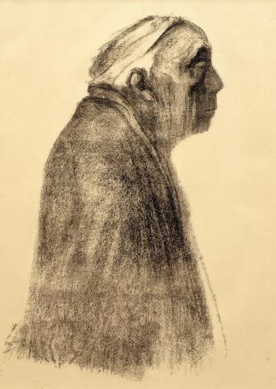 Zelfportret in profiel naar rechts door Käthe Kollwitz