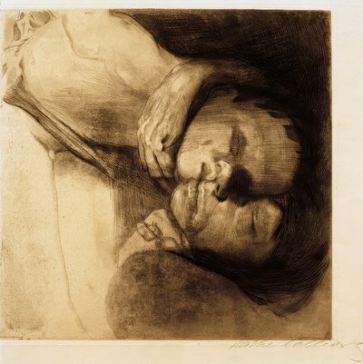 Dood, vrouw en kind door Käthe Kollwitz