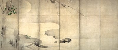 Pijnboom en pruim bij maanlicht door Kaiho Yusho
