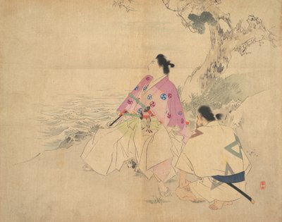 Twee mannen bij een rivier door Kajita Hanko
