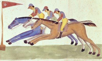 Paardenrennen in Bengalen, c.1830 door Kalighat School