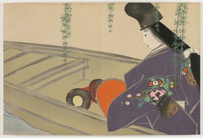 Bloemen van Honderd Werelden: Asazuma in Haar Boot door Kamisaka Sekka