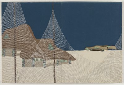 Bloemen van honderd werelden (Momoyogusa): Vissersdorp (Ryoson) door Kamisaka Sekka