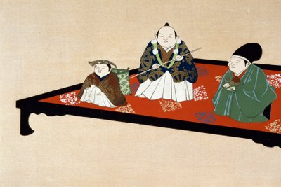 Japanse familie binnenshuis door Kamisaka Sekka