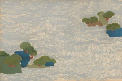 Pijnbomen in een zilveren zee, uit de Chigusa (Duizend Grassen) serie door Kamisaka Sekka