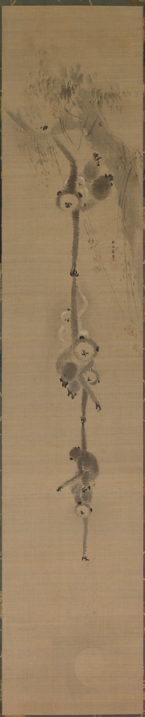 Apen die naar de maan reiken door Kanō Tan’yū
