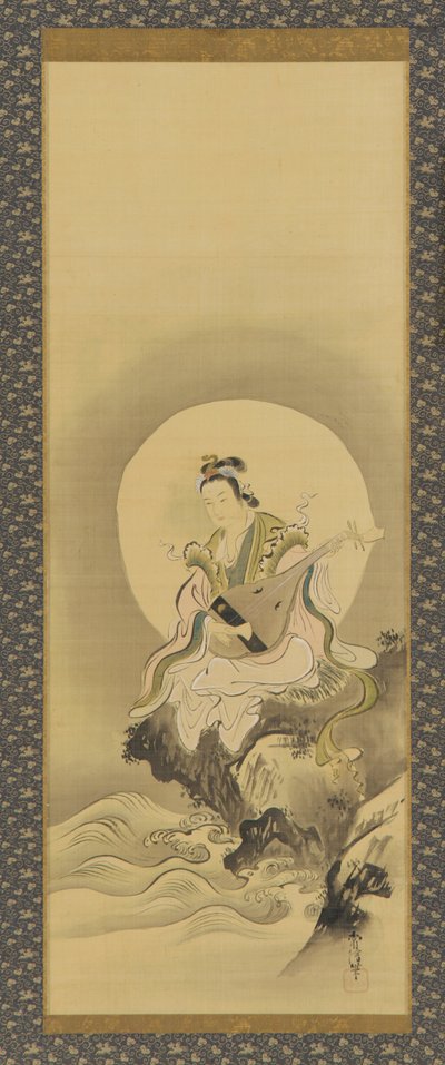 Benten Sarasvati zittend op een rots door Kanô Yôboku Tsunenobu
