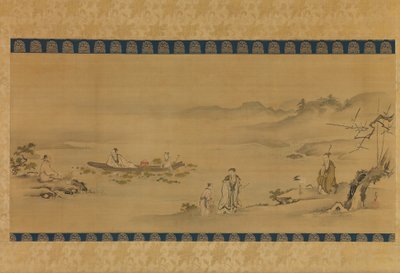 Vier bewonderaars, laat 17e-begin 18e eeuw door Kanô Yôboku Tsunenobu