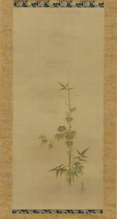 Ochtendglorie en bamboe door Kanô Yôboku Tsunenobu