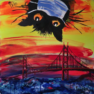 De gemaskerde kat bij zonsondergang in San Francisco door Kanat Ibragimov