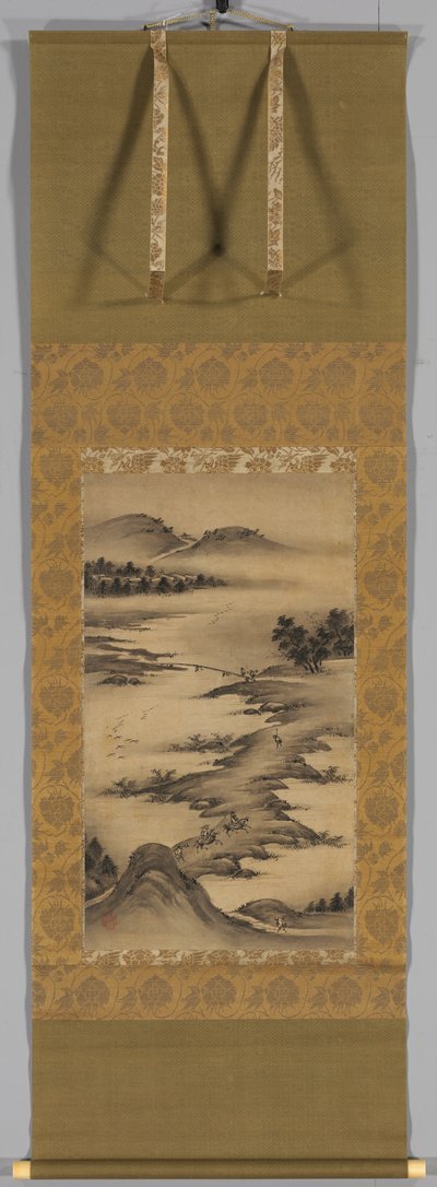 Seizoenslandschappen: Herfst, midden tot laat 1500s door Kano Hideyori
