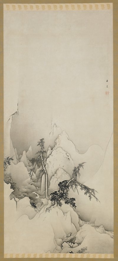 Winterlandschap: een ravijn, Edo-periode, 1883 door Kano Hogai