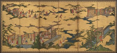 Scènes uit het leven van de Ming Huang-keizer en Yang Guifei, Momoyama-periode, eind 16e-begin 17e eeuw door Kano Mitsunobu