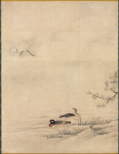 Bloemen en vogels in een lentelandschap, 1500s door Kano Motonobu