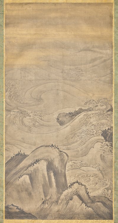 Rotsen en golven door Kano Motonobu