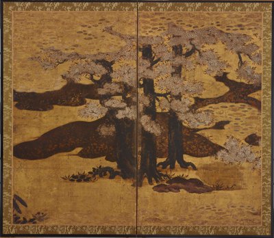 Bloeiende kersenbomen, Edo-periode, ca.1580-1635 door Kano Sanraku