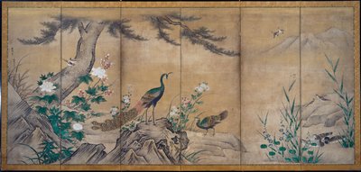 Vogels, Bomen en Bloemen, late 1500s door Kano Shoei