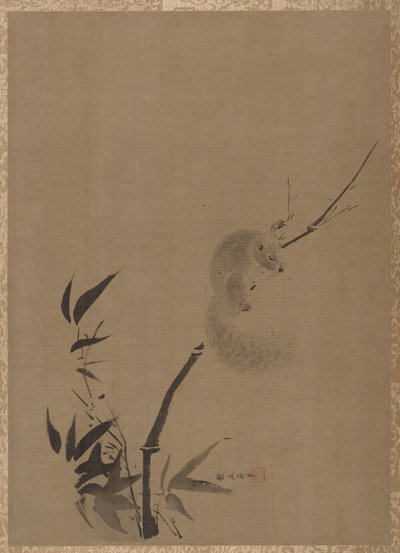 Eekhoorn op Bamboe, ca. 1650 door Kanō Tan’yū