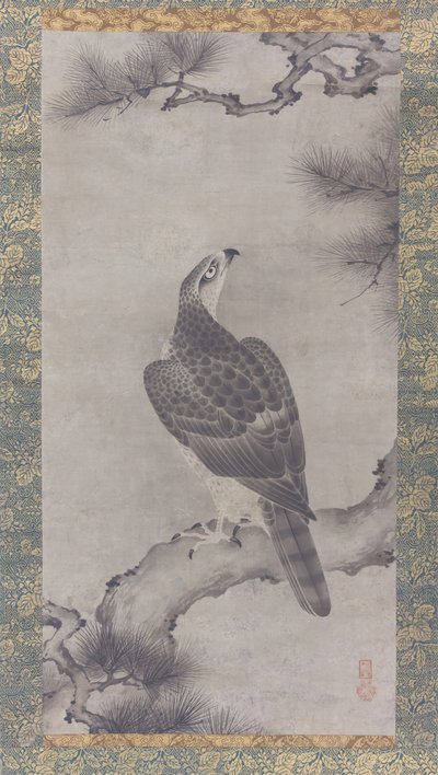 Havik op een den Shoo zu door Kano Yukinobu