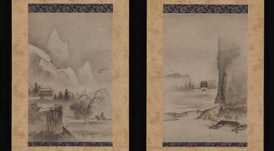 Twee Zichten van de Acht Zichten van de Xiao en Xiang Rivieren, begin 16e eeuw door Kantei